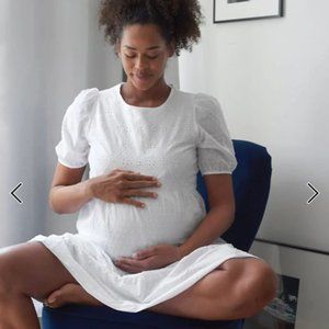 New Look Maternity broderie tiered maternity dress